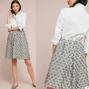 Sunday in Brooklyn Tassel Textured Shine Skirt Gray Gold A-Line Size L Pockets